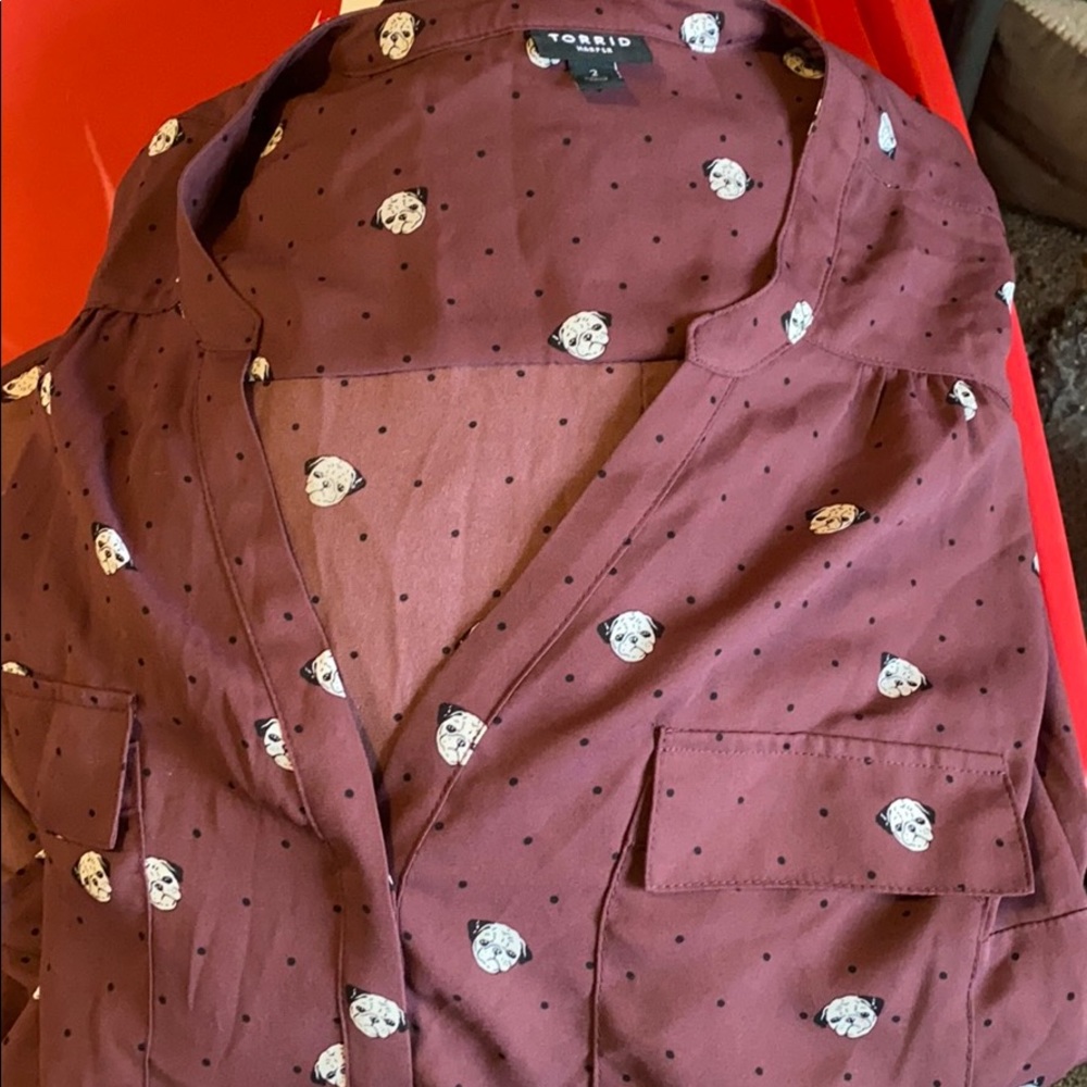 Torrid Harper pug blouse